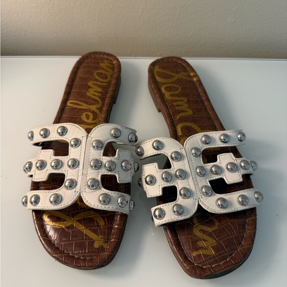 Sam Edelman White Studded Slide Sandals - Picture 1 of 6